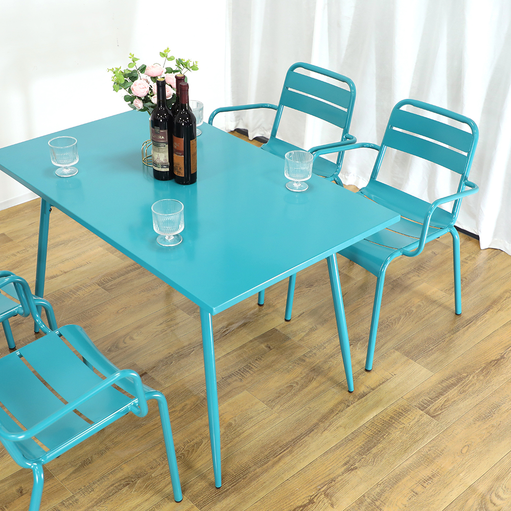 modern metal patio table for restaurant